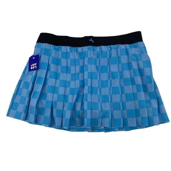 Joy Lab Size XL Pleated Mini Tennis Skort Activewear Blue Checkered Preppy NWT - Picture 2 of 10